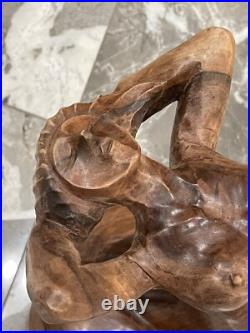 Vintage Carved Wooden Sculpture Lady Leaning Back Free