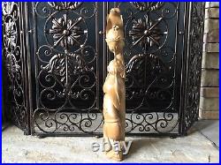 Vintage Carved Wooden Sculpture Large Mid Century Modern Statue Smooth Wood Rare