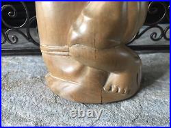 Vintage Carved Wooden Sculpture Large Mid Century Modern Statue Smooth Wood Rare