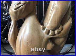 Vintage Carved Wooden Sculpture Large Mid Century Modern Statue Smooth Wood Rare