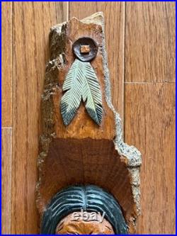 Vintage Carving Sculpture Native American Hand Carved Wood Spirit Signed