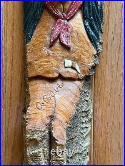 Vintage Carving Sculpture Native American Hand Carved Wood Spirit Signed