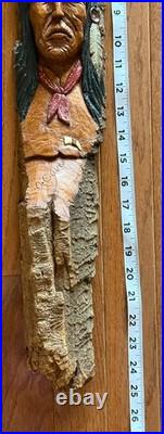 Vintage Carving Sculpture Native American Hand Carved Wood Spirit Signed
