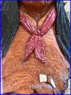 Vintage Carving Sculpture Native American Hand Carved Wood Spirit Signed