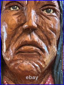 Vintage Carving Sculpture Native American Hand Carved Wood Spirit Signed