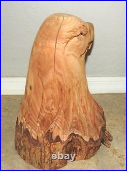 Vintage Chainsaw Artist Carved Eagle Head Sculpture Solid Wood Log withLIVE Edge