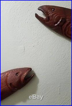 Vintage Chainsaw Carved Wood 18 Salmon Fish Wall Decor