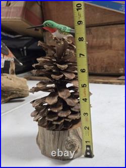 Vintage Charles Morgan Baxter TN Carved Wood Humming Bird Sculpture Folk Art
