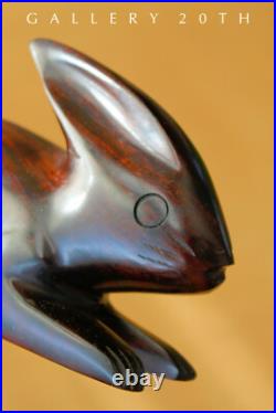 Vintage Charm! Handcarved MID Century Modern Wood Rabbit Sculpture! 1960's Bunny