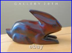 Vintage Charm! Handcarved MID Century Modern Wood Rabbit Sculpture! 1960's Bunny
