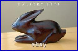 Vintage Charm! Handcarved MID Century Modern Wood Rabbit Sculpture! 1960's Bunny