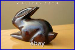 Vintage Charm! Handcarved MID Century Modern Wood Rabbit Sculpture! 1960's Bunny
