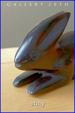 Vintage Charm! Handcarved MID Century Modern Wood Rabbit Sculpture! 1960's Bunny