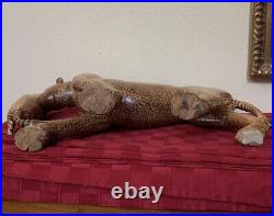 Vintage Cheetah & Cub Wood Figurine Sculpture Carved Handmade 20