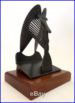 Vintage Chicago Picasso Sculpture 1967 Cast Metal Modernist Replica Wooden Base