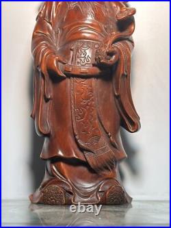 Vintage China Wooden Carved Three God of Longevity Figure Statue Wood Sculpture