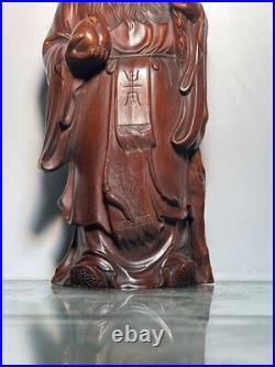 Vintage China Wooden Carved Three God of Longevity Figure Statue Wood Sculpture