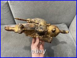 Vintage Chinese Gilded Wood Warrior on Horse Statue / Sculpture