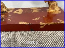 Vintage Chinese Gilded Wood Warrior on Horse Statue / Sculpture