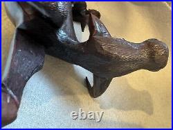 Vintage Chinese Hand Carved Wood Sculpture of a Boy/Man On a Water Buffalo/Oxen