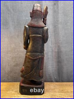 Vintage Chinese Kwan Kung/Guan Yu Wood Carving Sculpture Folk Art Antique Rare