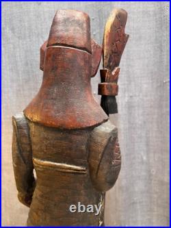 Vintage Chinese Kwan Kung/Guan Yu Wood Carving Sculpture Folk Art Antique Rare