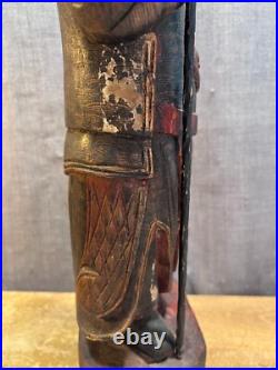 Vintage Chinese Kwan Kung/Guan Yu Wood Carving Sculpture Folk Art Antique Rare