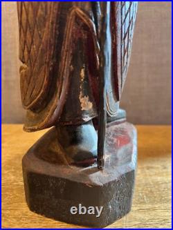 Vintage Chinese Kwan Kung/Guan Yu Wood Carving Sculpture Folk Art Antique Rare