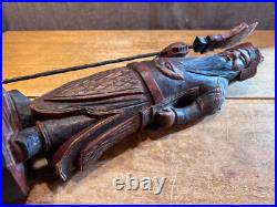 Vintage Chinese Kwan Kung/Guan Yu Wood Carving Sculpture Folk Art Antique Rare