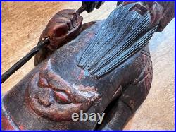 Vintage Chinese Kwan Kung/Guan Yu Wood Carving Sculpture Folk Art Antique Rare