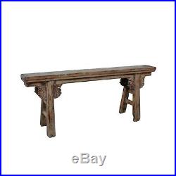 Vintage Chinese Slim Carving Apron Wood Seating Bench cs5366