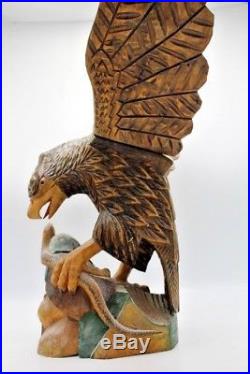Vintage Chip Carved Folk Art Eagle Carving Sculpture with Detachable Wings 13