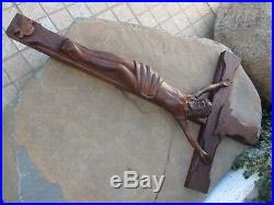 Vintage Christ On The Cross Sacred Art Wood Carving Handmade Religious Statues