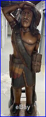 Vintage Cigar Tobacco Store Indian Wood Polychromed Sculpture Statue Figure