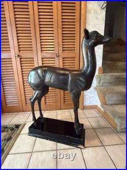Vintage Cold Cast Villa dei Papiri Fawn Reproduction Sculpture on Wood Base