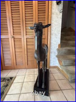 Vintage Cold Cast Villa dei Papiri Fawn Reproduction Sculpture on Wood Base
