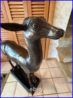 Vintage Cold Cast Villa dei Papiri Fawn Reproduction Sculpture on Wood Base