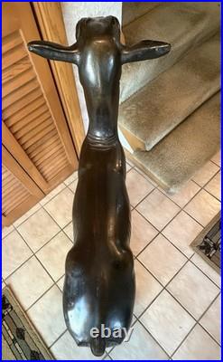 Vintage Cold Cast Villa dei Papiri Fawn Reproduction Sculpture on Wood Base
