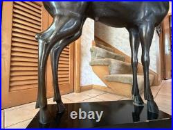 Vintage Cold Cast Villa dei Papiri Fawn Reproduction Sculpture on Wood Base