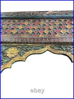 Vintage Colorful Indian Arch Floral Carving HAVELI Reclaimed Wood Frame Archway