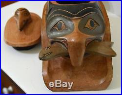 Vintage Cormorant Lidded Dish Inspired By Traditional Northwest Coast Carvings