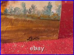 Vintage Country Living Covered Bridge Painting Carving on Wood Hanging Art Decor