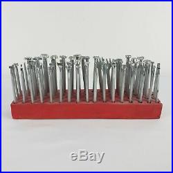 Vintage Craftool Co USA Leather Stamps Carving Tools Lot (66) + Red Wood Stand