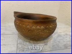 Vintage Croatian Hand Carved Olive Wood Sculpture Bowl / Cup