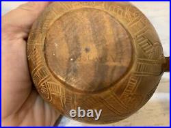 Vintage Croatian Hand Carved Olive Wood Sculpture Bowl / Cup