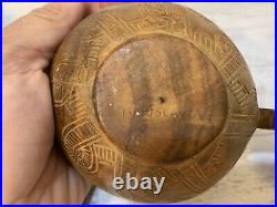 Vintage Croatian Hand Carved Olive Wood Sculpture Bowl / Cup