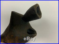 Vintage Cubist Clay Sculpture Figure Abstract Brutalist Wood Mount Signed Tonino