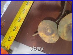 Vintage Curtis JERE Table SCULPTURE Lotus Blossoms Flowers Brass Wood 30x9x19