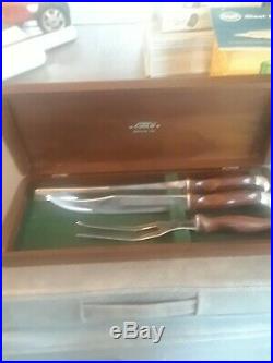 Vintage Cutco 3 Piece Carving Set In Wood Box Awesome Original Condition, Rare