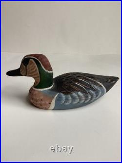 Vintage D & J Fuller Baikal Teal 8 Duck Carved Cedar Wood Sculpture Decoy #4213